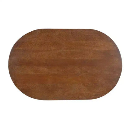 Table basse Royal Hampton | Plateau ovale en bois de manguier fait main 38 po | Piètement rond à boules et cônes