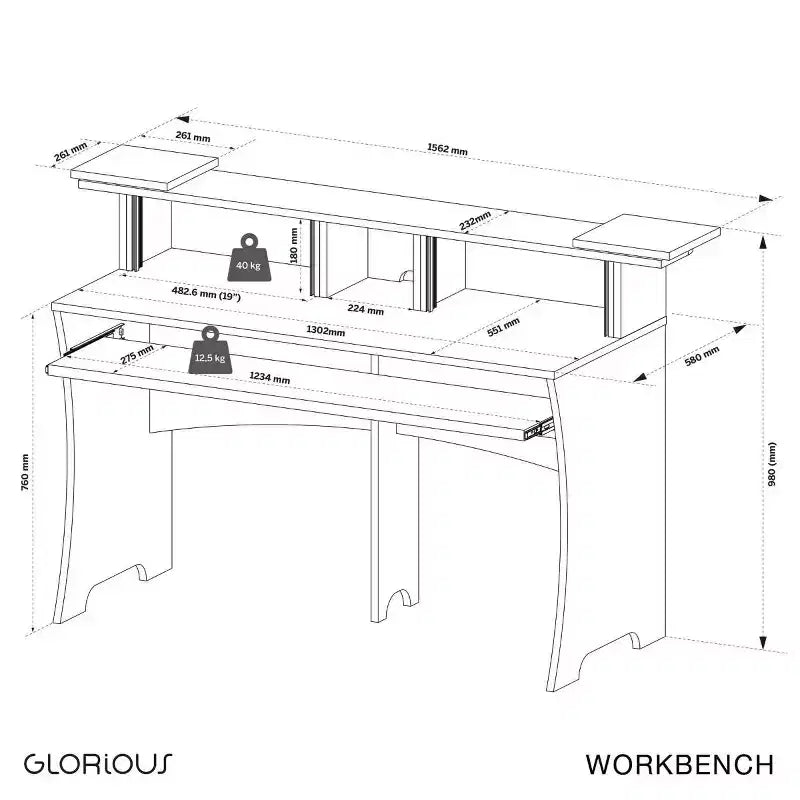Glorious Workbench Studio Desk, Nero