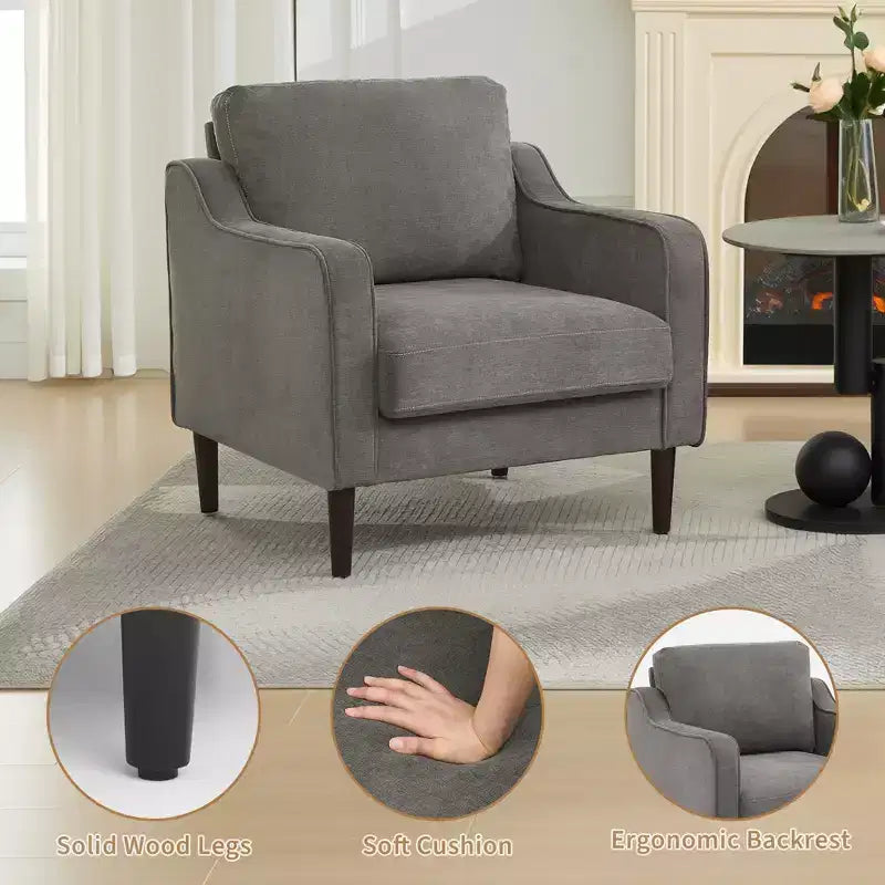 Poltrona accent mid-century, sedie moderne e comode per soggiorno, poltrona imbottita, sedia laterale comoda, per camera da letto e soggiorno