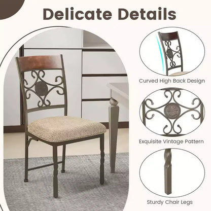 Costway Lot de 2/4 chaises de salle à manger sans accoudoirs, ensemble de chaises de cuisine avec coussin d'assise