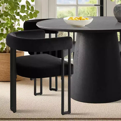 Set tavolo da pranzo allungabile da 120-210 cm per 4 persone, tavolo nero e 4 sedie da pranzo imbottite in velluto con gambe in metallo, stile moderno