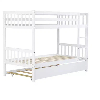 Lit superposé moderne en bois, double sur double avec lit gigogne, convertible en 2 lits