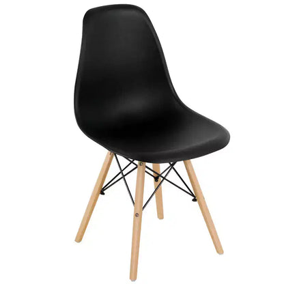 Costway Set di 4 Sedie da Pranzo Moderne Senza Braccioli per Casa e Ufficio con Gambe in Legno Bianco/Nero/Blu