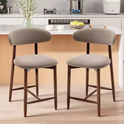 Lot de 2/4/6 tabourets de bar rembourrés Ora Maison à hauteur de comptoir avec tissu et finition noyer