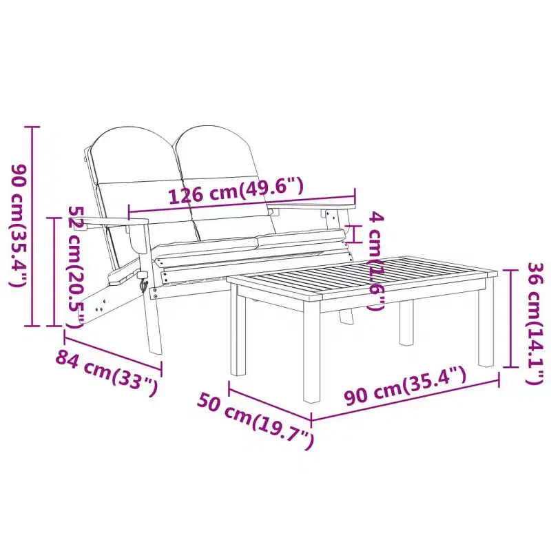 vidaXL Salon de jardin marron bois d'acacia massif Standard Pliable