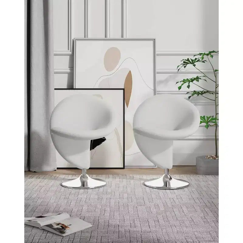 Ensemble de 2 fauteuils pivotants d'appoint Curl en mélange de laine - Manhattan Comfort