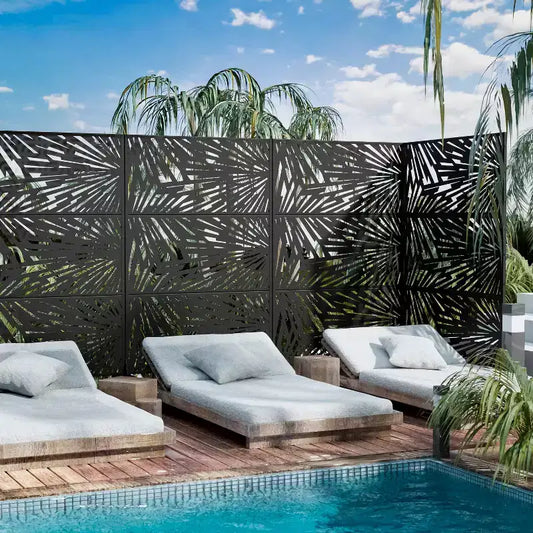 MAYEERTY 72x47 Pannello Paravento per Esterni Nero, Set da 3 Pezzi Divisorio Pieghevole Naturale per Cortile e Giardino