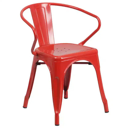 Ensemble table rectangulaire en métal qualité commerciale Emma et Oliver avec 6 chaises avec accoudoirs, pour l'intérieur et l'extérieur