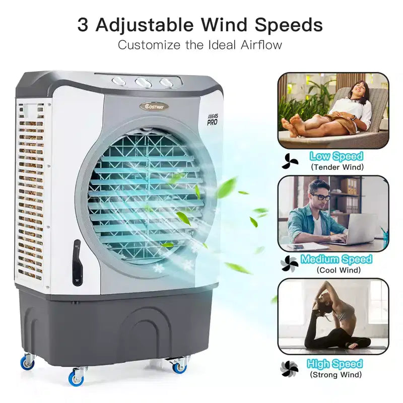 Refroidisseur évaporatif industriel Costway 3450CFM Ventilateur de refroidissement 4-en-1 Réservoir de 45 L
