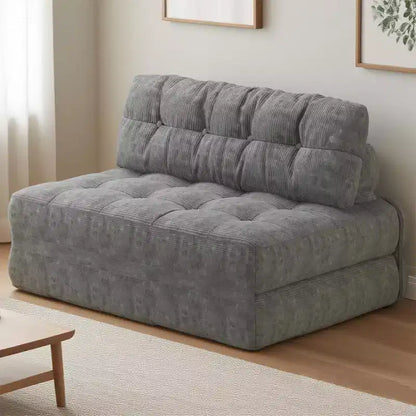 Divano Letto Futon Pieghevole in Velluto a Coste, Sedia Convertibile da Pavimento con Cuscino e Supporto per la Schiena