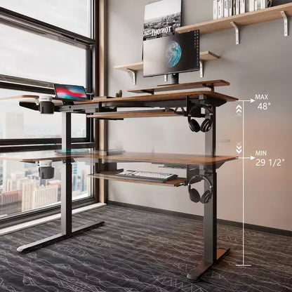 Scrivania angolare EUREKA ERGONOMIC 60x23 regolabile in altezza con set di accessori