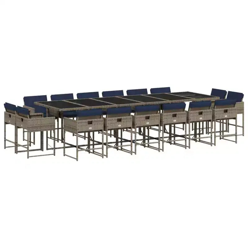 vidaXL Salon de jardin 16 pcs Gris Résine tressée Grande Pliable