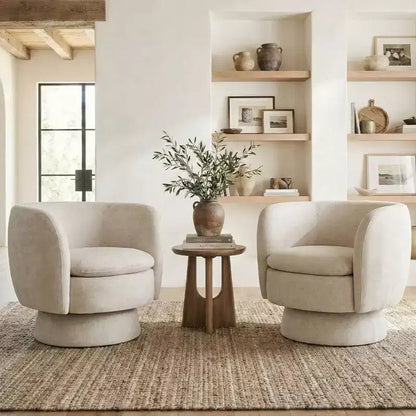 Lot de 2 fauteuils pivotants modernes avec revêtement en tissu, fauteuil lounge pivotant à 360° pour salon, chambre à coucher - Panipeachy