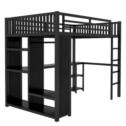 Lit mezzanine taille XL avec armoire intégrée