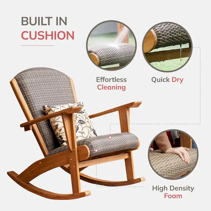 Cambridge Casual Auburn, sedia a dondolo da esterno a 3 pezzi in legno di teak