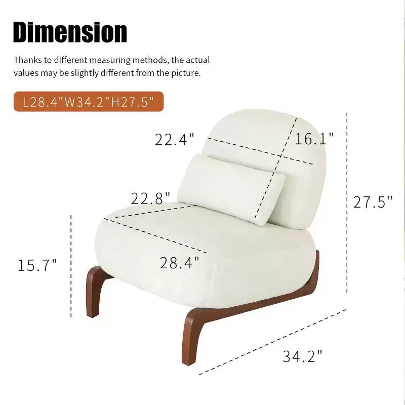 Moderna sedia imbottita graziosa, comoda poltrona senza braccioli per salotto, camera da letto, appartamento o balcone - Panipeachy