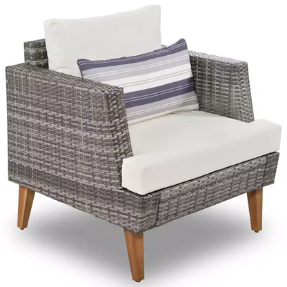 Whisen Set Divani 6 Pezzi in Vimini PE Resistente alle Intemperie, Divano da Esterno in Rattan con Doppi Cuscini