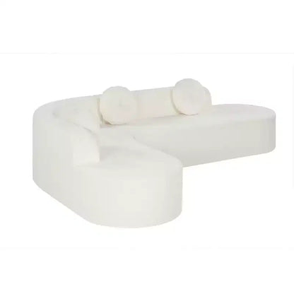 Divano componibile Whisen 122'' Extra Large, Elegante Divano Imbottito in Tessuto con Tre Cuscini Rotondi, Schiuma ad Alta Resilienza
