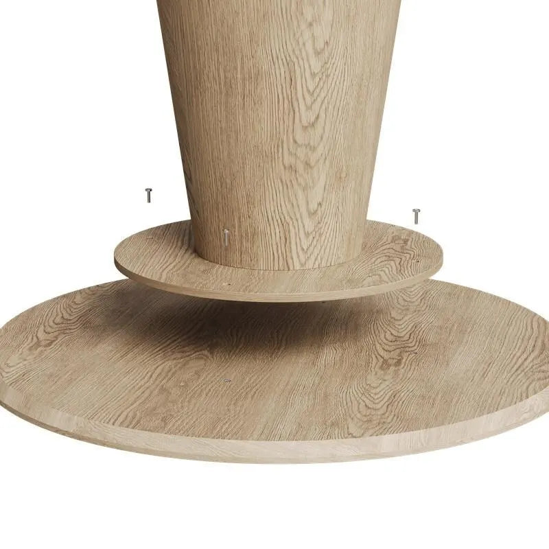 Table de salle à manger ronde pour 4-6 personnes, en bois naturel avec pied conique en bois, style rustique minimaliste