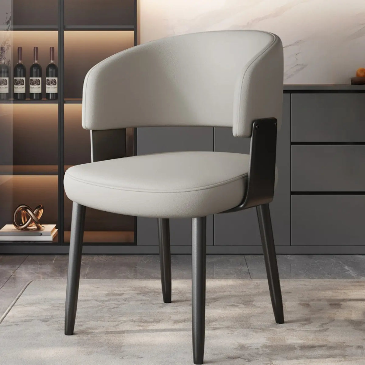 Sedia da pranzo moderna glamour rivestita in pelle