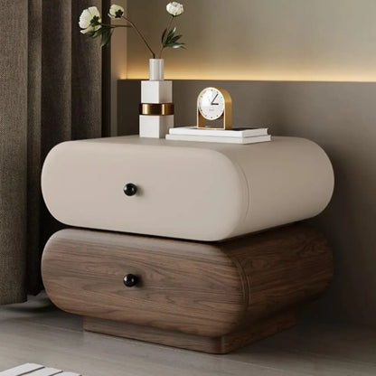 Comodino moderno bicolore con cassetti contenitori