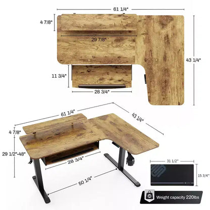 Scrivania angolare EUREKA ERGONOMIC 60x23 regolabile in altezza con set di accessori