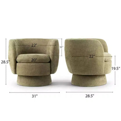 Lot de 2 fauteuils pivotants modernes avec revêtement en tissu, fauteuil lounge pivotant à 360° pour salon, chambre à coucher - Panipeachy