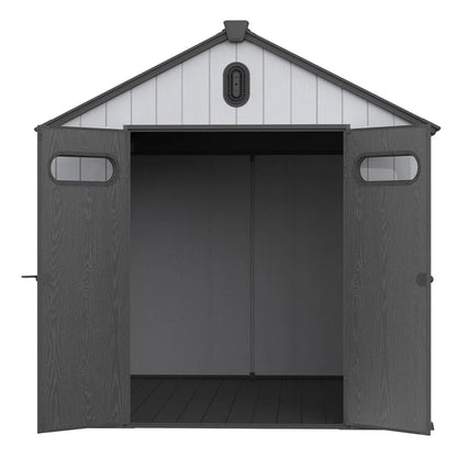 Casetta da giardino in resina per esterni, in plastica, per tutte le stagioni, con pavimento, 6 x 4 piedi/6 x 8 piedi/8 x 6 piedi/8 x 10 piedi, Spire Tool Shed