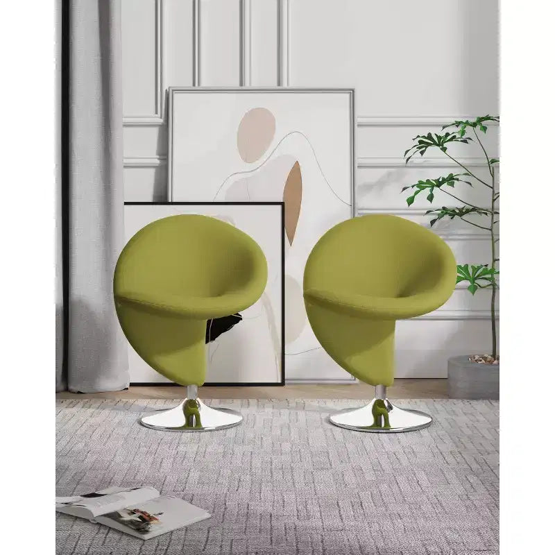 Ensemble de 2 fauteuils pivotants d'appoint Curl en mélange de laine - Manhattan Comfort