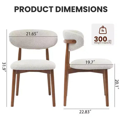 Set di 4 sedie da pranzo, sedie da pranzo imbottite moderne di metà secolo, sedie da cucina in stile rustico con seduta in tessuto imbottito e gambe in legno, beige