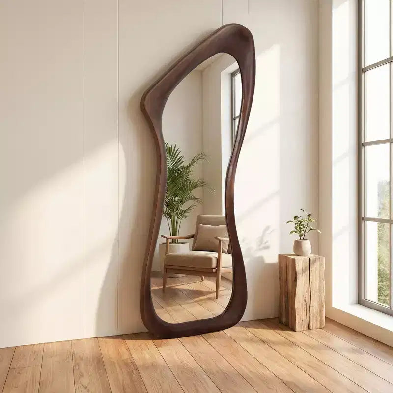 Dovelina 71H*31W Specchio a Figura Intera Asimmetrico Specchio Decorativo da Appoggio Specchio Moderno da Bagno per Soggiorno Sala da Pranzo Ingresso Camera da Letto