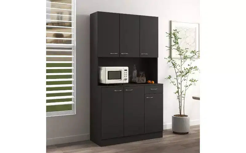 Mobile Contenitore a 6 Ante, Armadio Alto 180 cm e Mobile da Cucina con Cassetto e Ripiano Aperto, Credenza da Cucina e Mobiletto per Camera da Letto in MDF