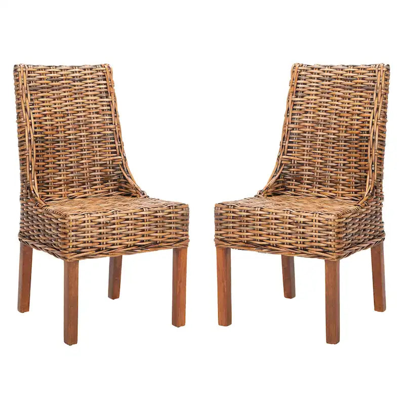 SAFAVIEH Charolette Chaises d'intérieur en osier marron à accoudoirs inclinés (lot de 2) - 20 x 24 x 39 - 20Lx24Px39H