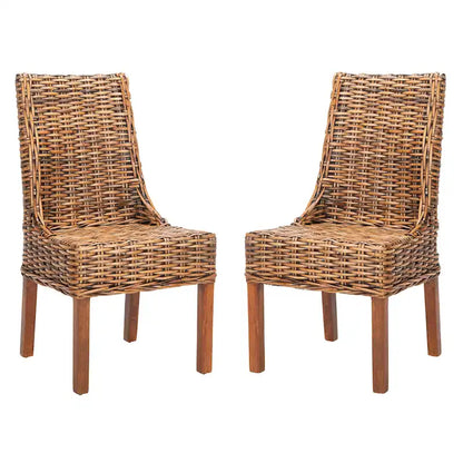 SAFAVIEH Charolette Chaises d'intérieur en osier marron à accoudoirs inclinés (lot de 2) - 20 x 24 x 39 - 20Lx24Px39H