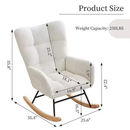 Fauteuil à bascule pour chambre d'enfant, Fauteuil à bascule pour salon pour l'allaitement, Fauteuils d'appoint confortables pour chambre à coucher, Fauteuils rembourrés en peluche Teddy pour l'intérieur