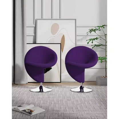 Ensemble de 2 fauteuils pivotants d'appoint Curl en mélange de laine - Manhattan Comfort