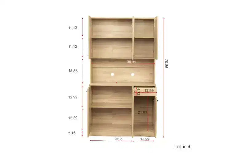 Mobile Contenitore a 6 Ante, Armadio Alto 180 cm e Mobile da Cucina con Cassetto e Ripiano Aperto, Credenza da Cucina e Mobiletto per Camera da Letto in MDF