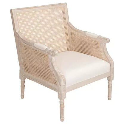 GDFStudio Bertie, sedia d'accento francese imbottita in rattan e legno di gomma