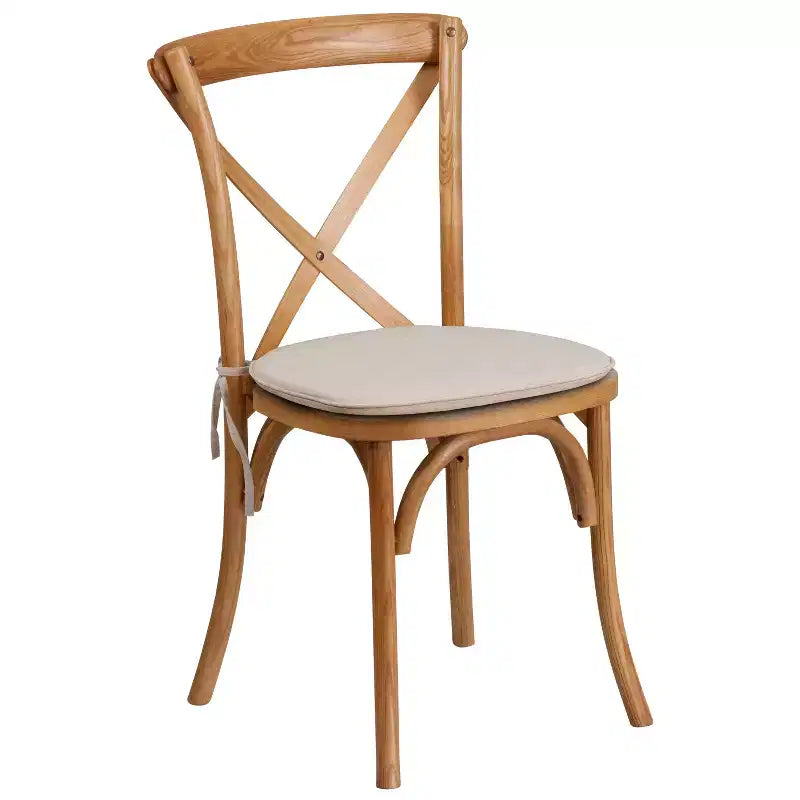Chaise empilable en bois à dossier croisé Flash Furniture série HERCULES avec coussin