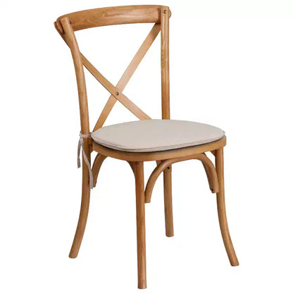 Chaise empilable en bois à dossier croisé Flash Furniture série HERCULES avec coussin