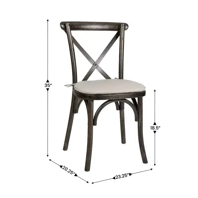 Chaise empilable en bois à dossier croisé Flash Furniture série HERCULES avec coussin