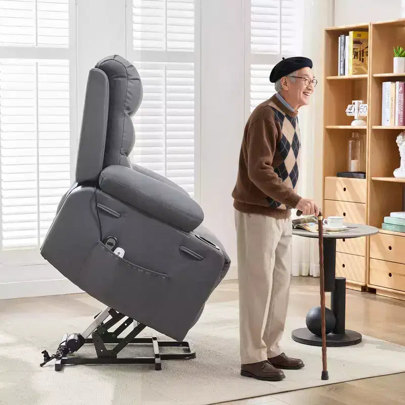 Fauteuil inclinable électrique releveur, fauteuils inclinables électriques pour personnes âgées avec fonction chauffante et massante, aide à la levée, porte-gobelets, poche latérale, pour salon