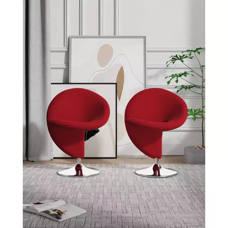 Ensemble de 2 fauteuils pivotants d'appoint Curl en mélange de laine - Manhattan Comfort