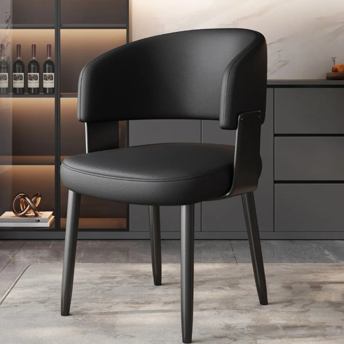 Sedia da pranzo moderna glamour rivestita in pelle
