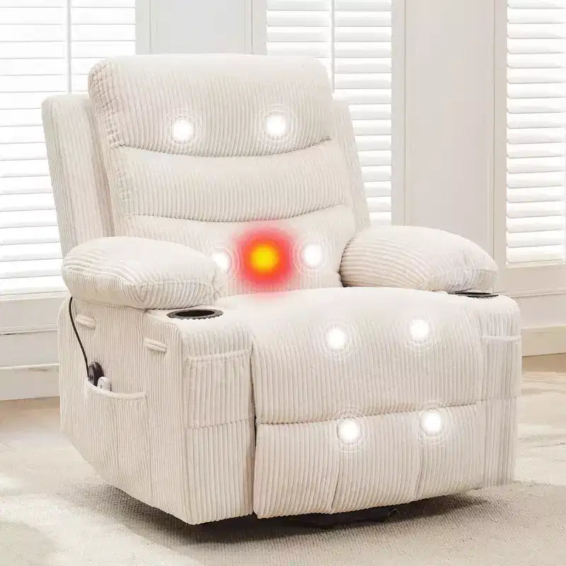 Fauteuil inclinable électrique releveur, fauteuils inclinables électriques pour personnes âgées avec fonction chauffante et massante, aide à la levée, porte-gobelets, poche latérale, pour salon