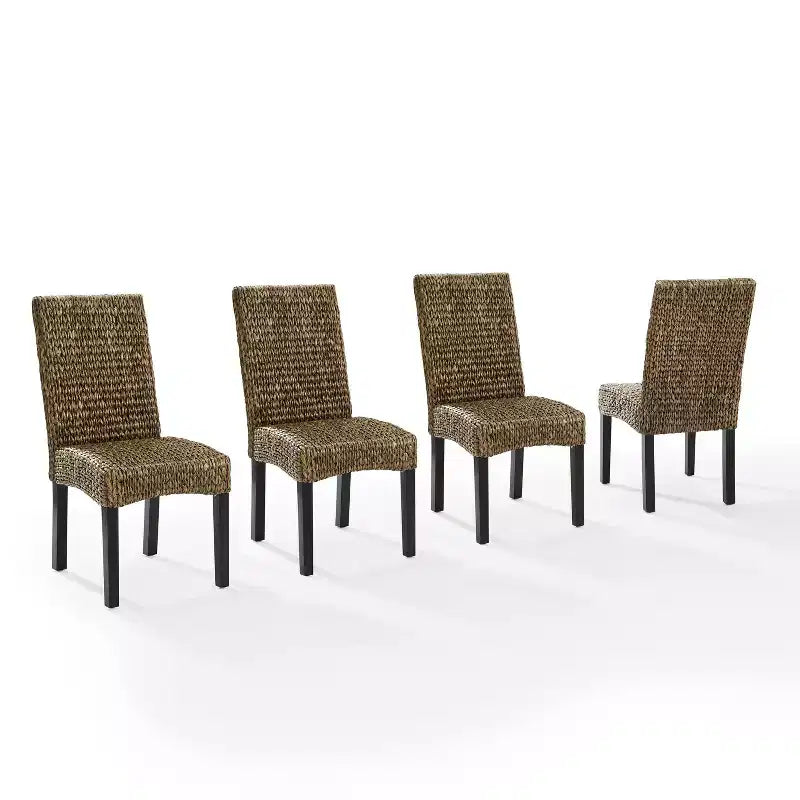 Set di 4 sedie da pranzo Edgewater in fibra di giacinto d'acqua/marrone scuro - Crosley