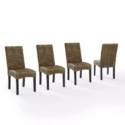 Set di 4 sedie da pranzo Edgewater in fibra di giacinto d'acqua/marrone scuro - Crosley