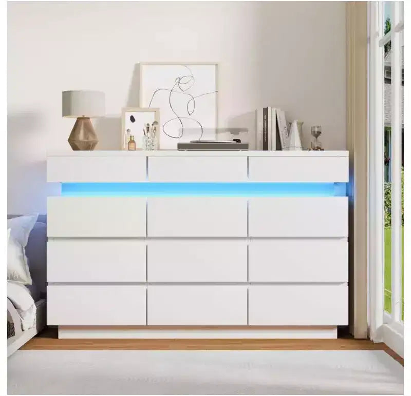 Cassettiera in legno da 149 cm con 12 cassetti, comò moderno per camera da letto, soggiorno, corridoio e ingresso