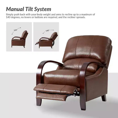 Lot de 2 fauteuils relax manuels en cuir véritable, inclinaison 159°
