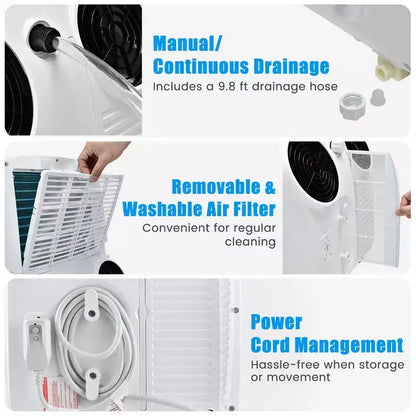 Costway Climatizzatore Portatile a Doppio Tubo da 8000 BTU (11.500 BTU ASHRAE) Unità AC 3-in-1 con Telecomando